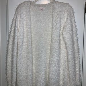 White fuzzy sweater/cardigan